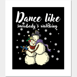 Romantic Snowman Couple Dancing Dancer Anniversary Gift Idea Posters and Art